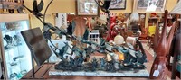 36" Marble Bronze Finish "Sunrise" Geese Sculpture
