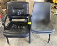 Faux Leather Lined Armchair and Plastic Stackable