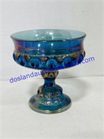 Indiana Blue Carnival Glass Candy Dish