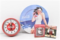 Coca Cola Collectibles Clock, Plate, Polar Bear...