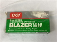 Blazer 9MM Luger Lead Free Ammo - Full Box - 50 Qt