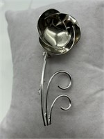 Sterling Silver Vintage Figural Flower Brooch