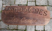 Pepper Langley Carved WOOD ACRES THE COOKS Sign