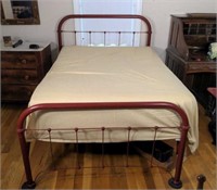 Antique Red Cast Iron Bed