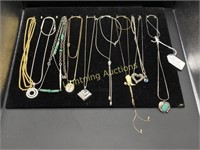 10 COSTUME JEWELRY NECKLACES WITH DISPLAY