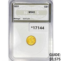1851 Rare Gold Dollar NGS MS65