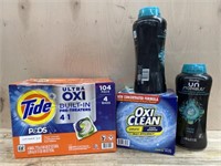 104 pack tide pods, 2 unstoppables & box of oxi