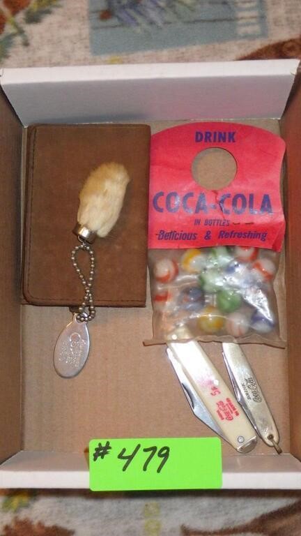 VINTAGE COCA COLA BL- SUEDE WALLWT, MARBLES, >>>>>