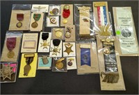 Large collection of antique medals, ribbons,
