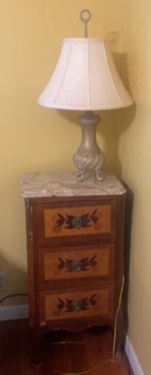 French marble top secretarian desk w 3 drawers,