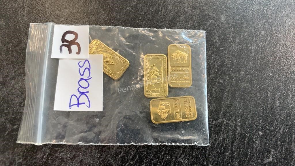 (4) 1 Gram Brass Bars