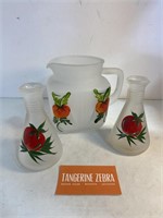 Frosted Glass Hand Painted Pitcher Lot