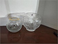 Crystal bowls . Large one has small chips around
