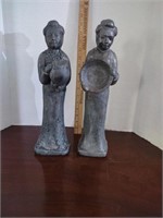 Very unique ceramic lady statues, one has a drum,