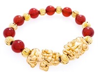 Feng Shui 24kt GP w/ Coral Beads Bracelet 1