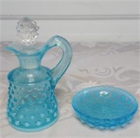 2 Blue Hobnail Unmarked Fenton