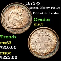 1872-p Seated Liberty 1/2 10c Grades Select Unc