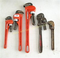 Lot of 5 pipe wrenches