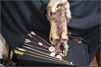 Native American made fox hide quiver & arrows