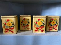 Vintage yellow metal canister set