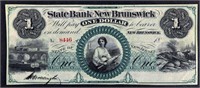 1800's $1 State Bank New Brunswick Obsolete Note