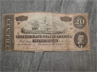 1864 Confederate $20 Currency Note