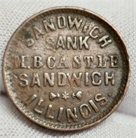 Civil War Token Sandwich, IL Bank