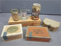 Vintage Cigar Boxes - Beer Mugs - Golf Tees