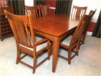 Mission Dining Table, Leaf & Six Chairs