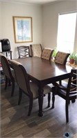Dining table and with 8 chairs, early American