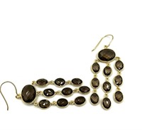 Sterling Silver Gold Plated Natural Smoky Quartz