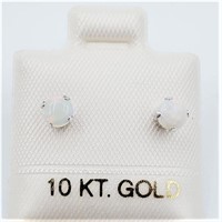 10KT White Gold 3.8mm 2 Opals (0.32ct) Earrings, .