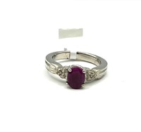 Sterling Silver Natural Ruby (1.63ct) Ring, Size .