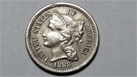 1888 3c Three Cent Nickel Very High Grade
