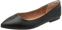 Essentials Women's Pointed-Toe Ballet Flat, Black