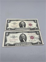 1953 & 1963 $2 Red Seal Notes