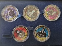 5 Half Dollar Coin Set Colorized Elvis