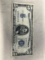 1934 C blue seal five dollar bill