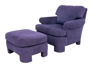 Donghia Style Upholstered Club Chair and Ottoman