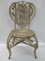 Wood & Wicker Chair w/ Scrollwork