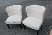 2pc Contemporary White Barrel Back Chairs w/