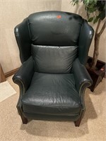 Green leather sitting chair