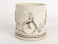 C. 1885 Ceramic Jar with High Wheels