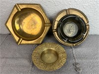 Lot of 3 Vintage Brass Ashtrays