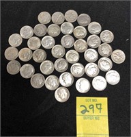 (39) Pre 1964 Roosevelt Silver Dimes 90%