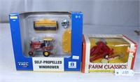 (2) NH Windrower & Case Corn Picker Toys