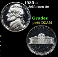 Proof 1985-s Jefferson Nickel 5c Grades GEM++ Proo