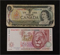CANADA 1 DOLLAR & SOUTH AFRICAN 50 RAND