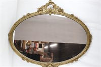 Antique Gilt Gold Plaster Oval Mirror