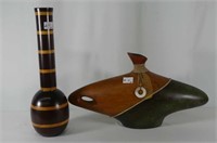 2 Decorative Wood-Like Vases